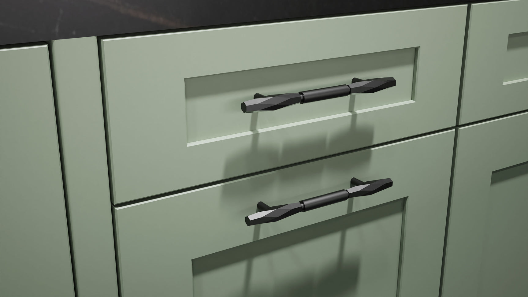 Lakeland II Sage Green ( Maple | Plain Cut [ Frameless • Satin • Painted ] - 10' X 10' Kitchen Cabinet ) | Assembled In USA