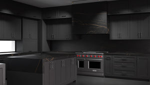 Lakeland II Simply Black ( Maple | Plain Cut [ Frameless • Satin • Painted ] - 10' X 10' Kitchen Cabinet ) | Assembled In USA