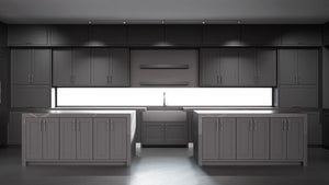 Lakeland II Simply Black ( Maple | Plain Cut [ Frameless • Satin • Painted ] - 10' X 10' Kitchen Cabinet ) | Assembled In USA