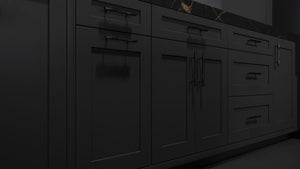 Lakeland II Simply Black ( Maple | Plain Cut [ Frameless • Satin • Painted ] - 10' X 10' Kitchen Cabinet ) | Assembled In USA