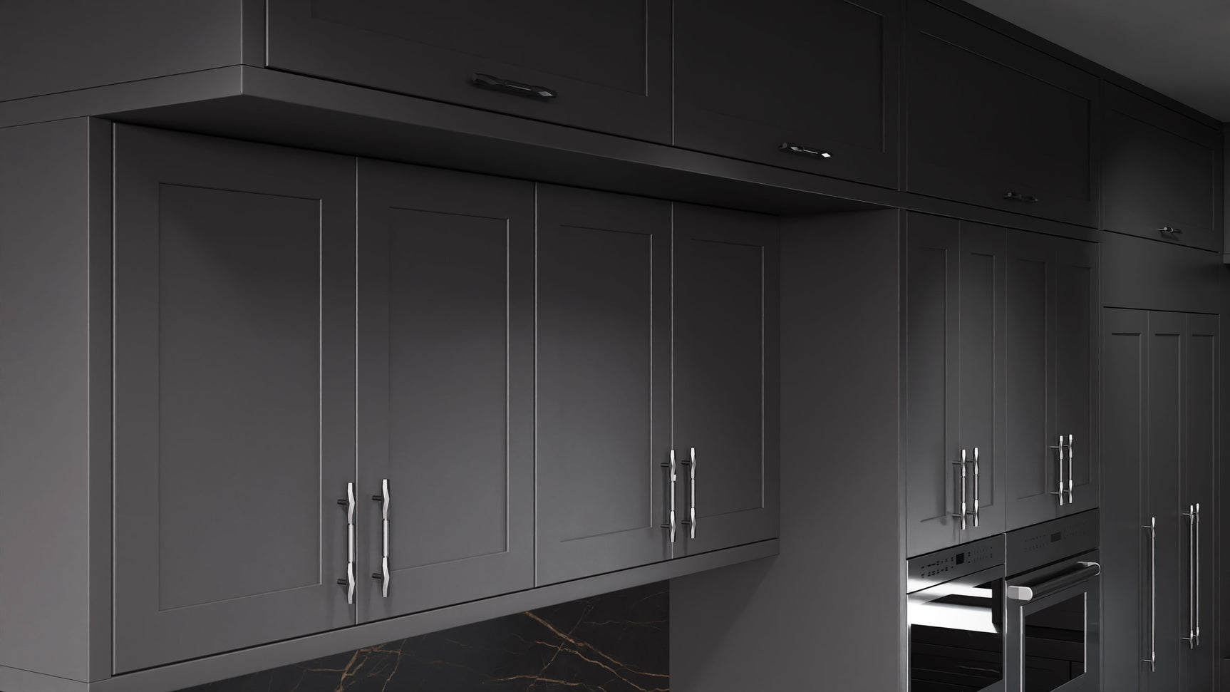 Lakeland II Simply Black ( Maple | Plain Cut [ Frameless • Satin • Painted ] - 10' X 10' Kitchen Cabinet ) | Assembled In USA