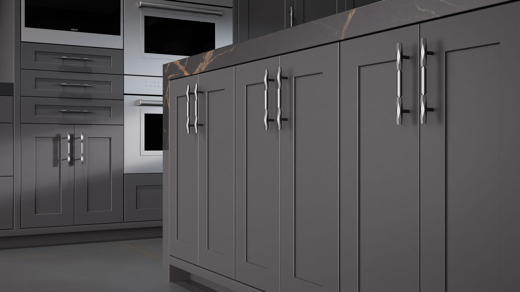 Lakeland II Simply Black ( Maple | Plain Cut [ Frameless • Satin • Painted ] - 10' X 10' Kitchen Cabinet ) | Assembled In USA