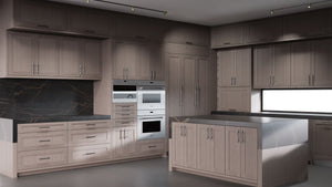 Lakeland II Urban Oak ( White_Oak | Rift Cut [ Frameless • Wire Brushed • Stained ] - 10' X 10' Kitchen Cabinet ) | Assembled In USA