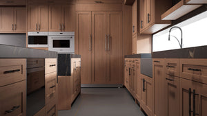 Lakeland II Washed Walnut ( Walnut | Plain Cut [ Frameless • Satin • Stained ] - 10' X 10' Kitchen Cabinet ) | Assembled In USA