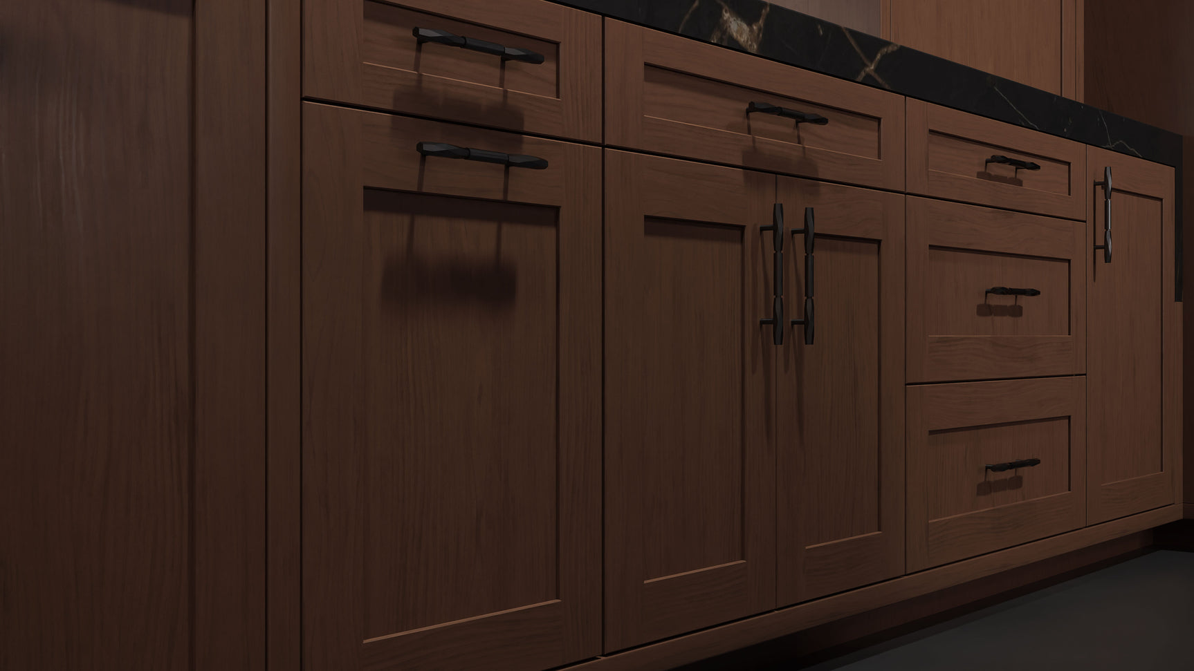 Lakeland II Winter Wheat ( Cherry | Plain Cut [ Frameless • Satin • Stained ] - 10' X 10' Kitchen Cabinet ) | Assembled In USA