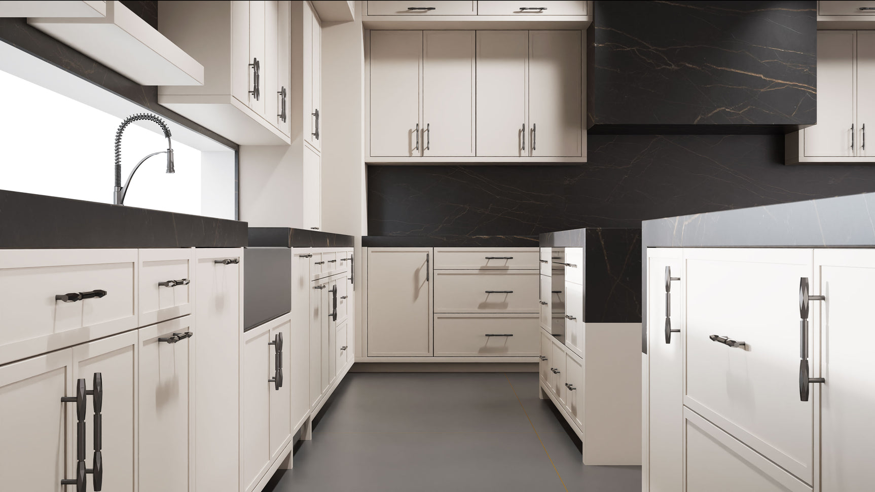 Montauk Anew Gray ( Maple | Plain Cut [ Frameless • Satin • Painted ] - 10' X 10' Kitchen Cabinet ) | Assembled In USA