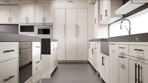 Montauk Anew Gray ( Maple | Plain Cut [ Frameless • Satin • Painted ] - 10' X 10' Kitchen Cabinet ) | Assembled In USA