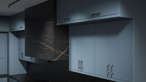 Montauk Blue Slate ( Maple | Plain Cut [ Frameless • Satin • Painted ] - 10' X 10' Kitchen Cabinet ) | Assembled In USA