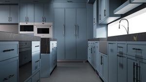 Montauk Blue Slate ( Maple | Plain Cut [ Frameless • Satin • Painted ] - 10' X 10' Kitchen Cabinet ) | Assembled In USA