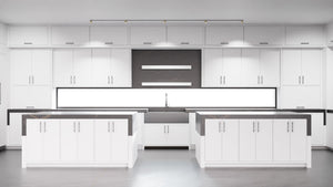 Montauk Bright White ( Maple | Plain Cut [ Frameless • Satin • Painted ] - 10' X 10' Kitchen Cabinet ) | Assembled In USA