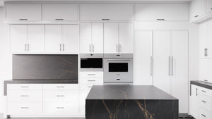 Montauk Bright White ( Maple | Plain Cut [ Frameless • Satin • Painted ] - 10' X 10' Kitchen Cabinet ) | Assembled In USA