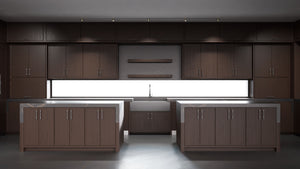 Montauk Cherry Black Walnut ( Cherry | Plain Cut [ Frameless • Satin • Stained ] - 10' X 10' Kitchen Cabinet ) | Assembled In USA