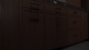 Montauk Cherry Black Walnut ( Cherry | Plain Cut [ Frameless • Satin • Stained ] - 10' X 10' Kitchen Cabinet ) | Assembled In USA