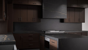 Montauk Cherry Black Walnut ( Cherry | Plain Cut [ Frameless • Satin • Stained ] - 10' X 10' Kitchen Cabinet ) | Assembled In USA