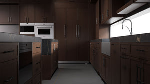 Montauk Cherry Black Walnut ( Cherry | Plain Cut [ Frameless • Satin • Stained ] - 10' X 10' Kitchen Cabinet ) | Assembled In USA