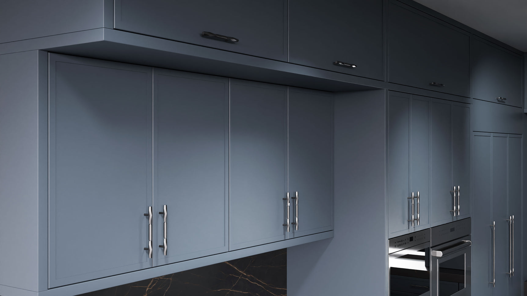 Montauk Midnight Blue ( Maple | Plain Cut [ Frameless • Satin • Painted ] - 10' X 10' Kitchen Cabinet ) | Assembled In USA