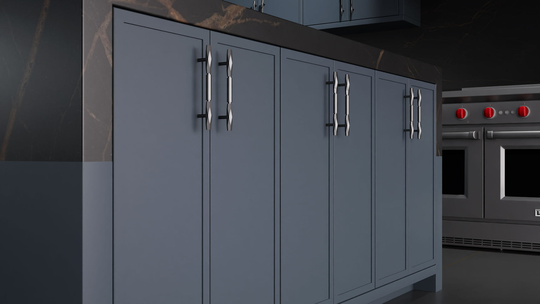 Montauk Midnight Blue ( Maple | Plain Cut [ Frameless • Satin • Painted ] - 10' X 10' Kitchen Cabinet ) | Assembled In USA