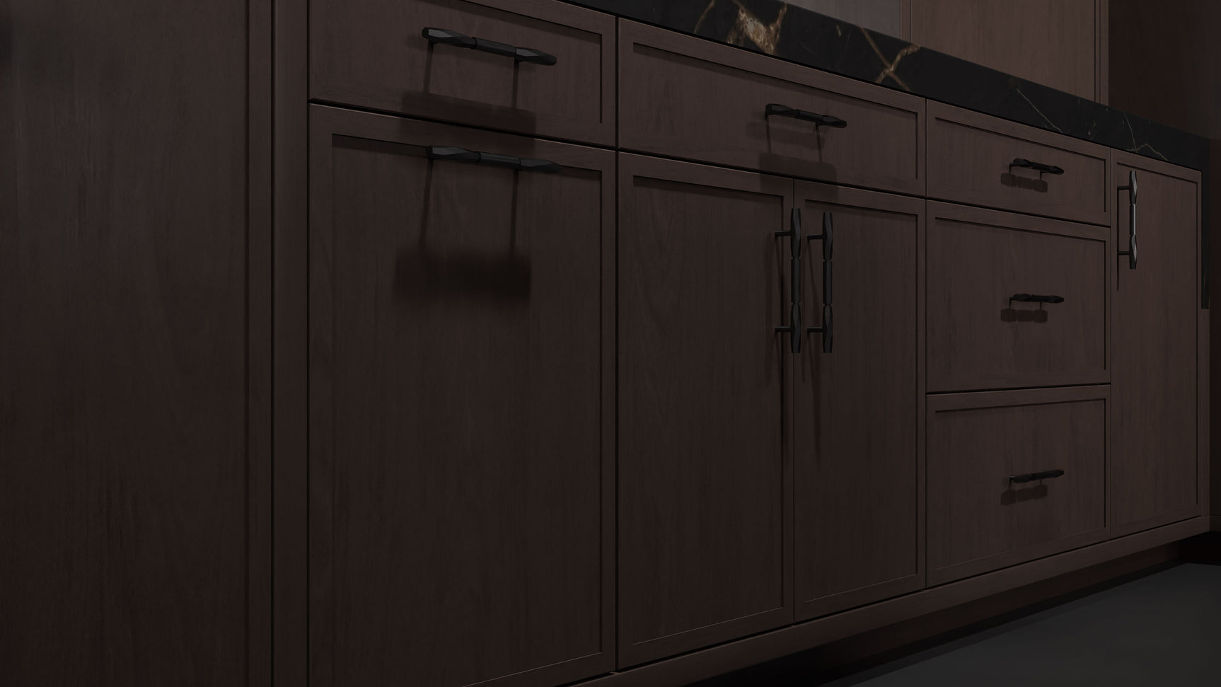 Montauk Misty Gray ( Cherry | Plain Cut [ Frameless • Satin • Stained ] - 10' X 10' Kitchen Cabinet ) | Assembled In USA