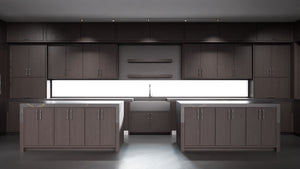 Montauk Onyx Cherry ( Cherry | Plain Cut [ Frameless • Satin • Stained ] - 10' X 10' Kitchen Cabinet ) | Assembled In USA