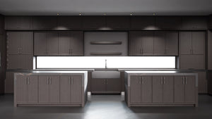 Montauk Onyx Oak ( White_Oak | Rift Cut [ Frameless • Wire Brushed • Stained ] - 10' X 10' Kitchen Cabinet ) | Assembled In USA