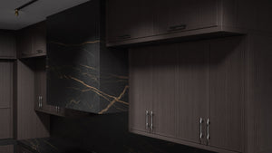 Montauk Onyx Oak ( White_Oak | Rift Cut [ Frameless • Wire Brushed • Stained ] - 10' X 10' Kitchen Cabinet ) | Assembled In USA