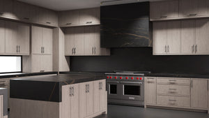 Montauk Pewter Cherry ( Cherry | Plain Cut [ Frameless • Satin • Stained ] - 10' X 10' Kitchen Cabinet ) | Assembled In USA