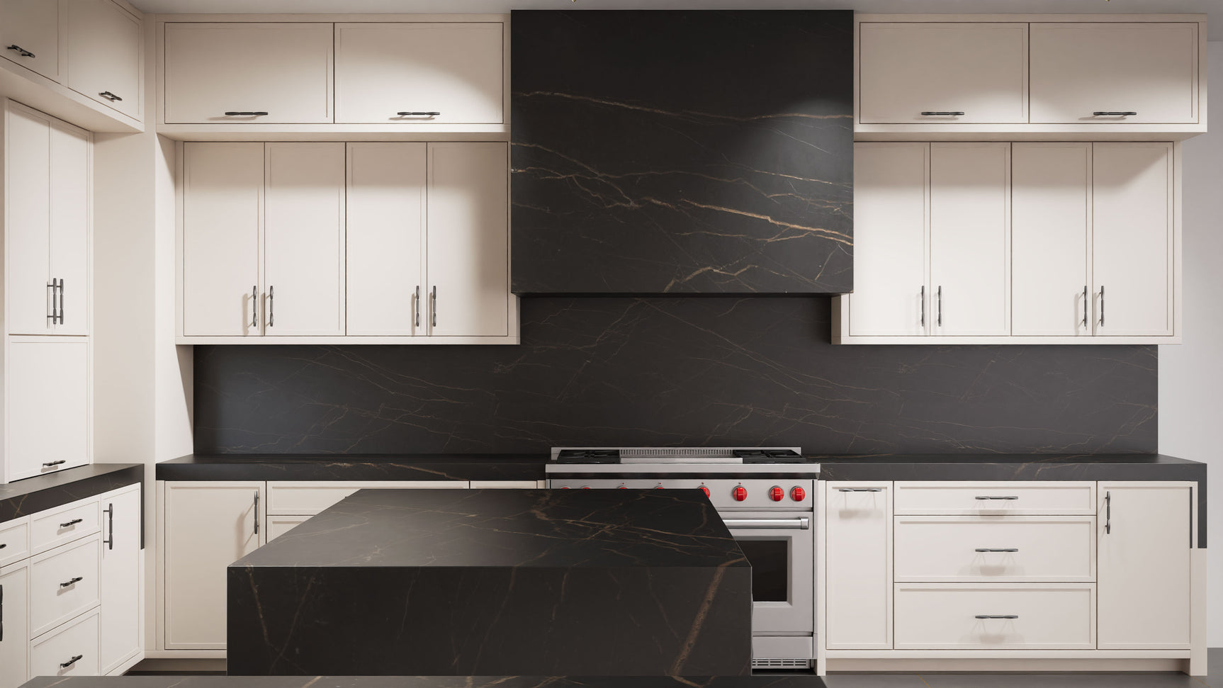 Montauk Repose Gray ( Maple | Plain Cut [ Frameless • Satin • Painted ] - 10' X 10' Kitchen Cabinet ) | Assembled In USA