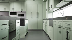 Montauk Sage Green ( Maple | Plain Cut [ Frameless • Satin • Painted ] - 10' X 10' Kitchen Cabinet ) | Assembled In USA