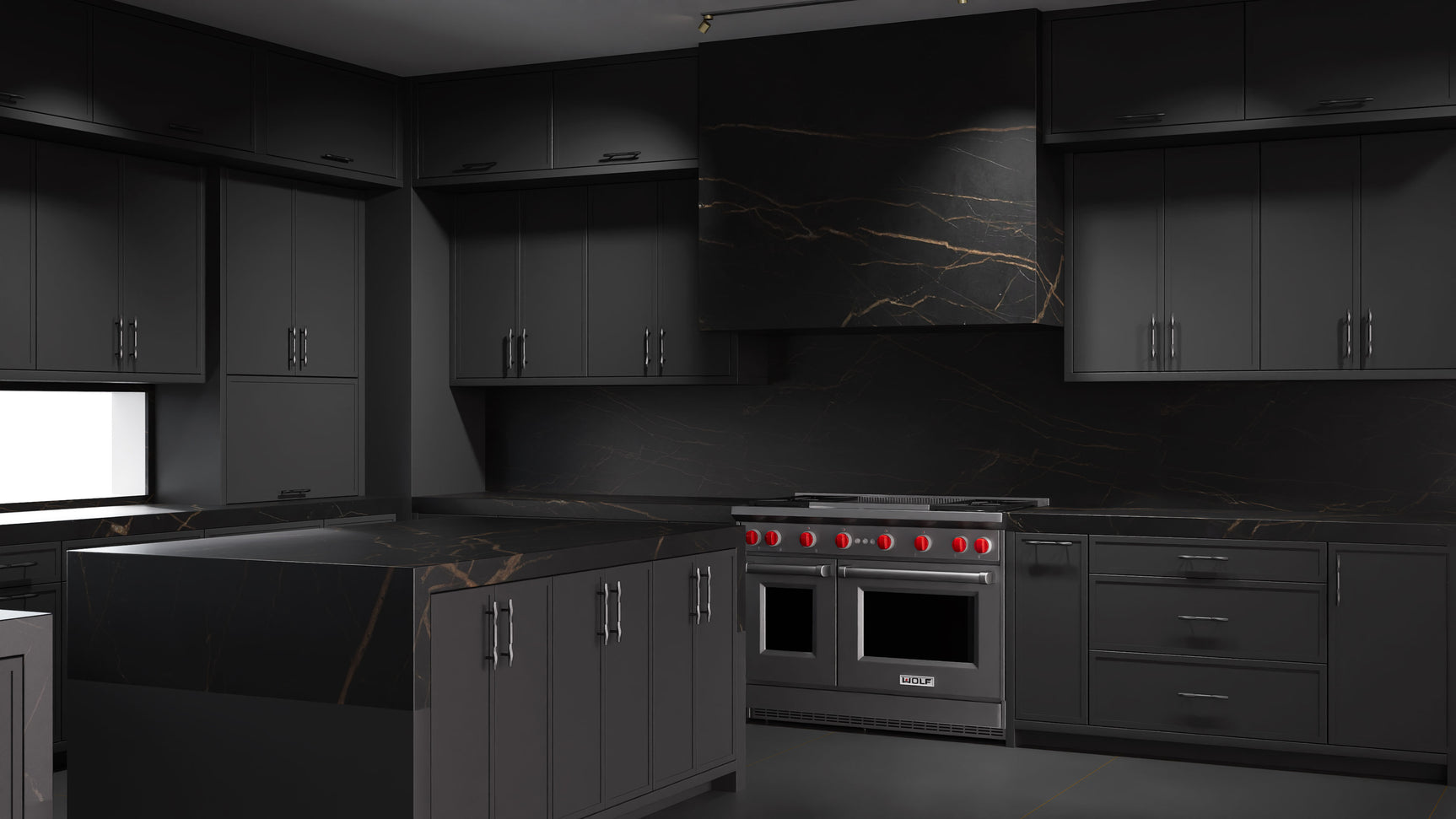 Montauk Simply Black ( Maple | Plain Cut [ Frameless • Satin • Painted ] - 10' X 10' Kitchen Cabinet ) | Assembled In USA