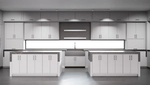 Montauk Simply Gray ( Maple | Plain Cut [ Frameless • Satin • Painted ] - 10' X 10' Kitchen Cabinet ) | Assembled In USA