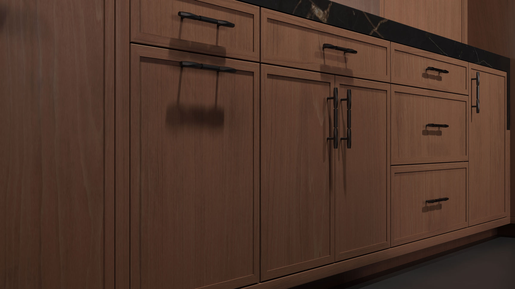 Montauk Washed Walnut ( Walnut | Plain Cut [ Frameless • Satin • Stained ] - 10' X 10' Kitchen Cabinet ) | Assembled In USA