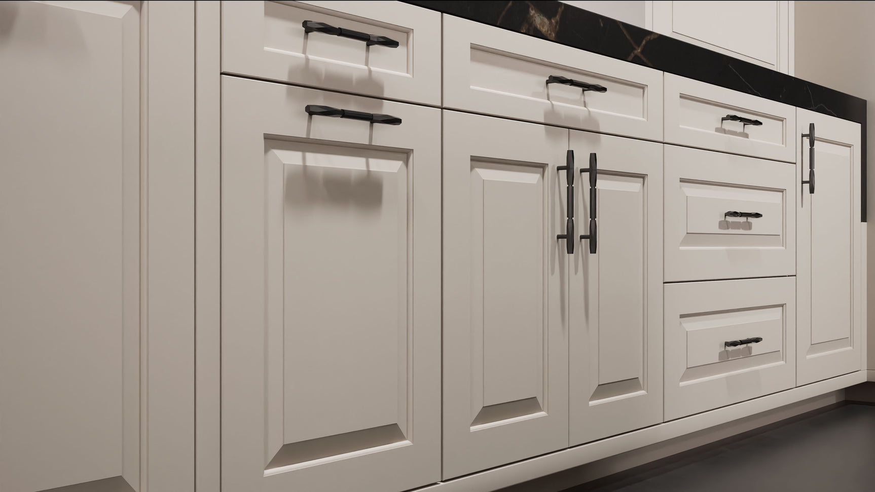 Newhaven Anew Gray ( Maple | Plain Cut [ Frameless • Satin • Painted ] - 10' X 10' Kitchen Cabinet ) | Assembled In USA