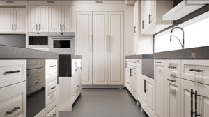 Newhaven Anew Gray ( Maple | Plain Cut [ Frameless • Satin • Painted ] - 10' X 10' Kitchen Cabinet ) | Assembled In USA