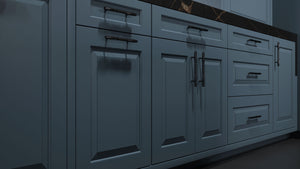 Newhaven Blue Slate ( Maple | Plain Cut [ Frameless • Satin • Painted ] - 10' X 10' Kitchen Cabinet ) | Assembled In USA