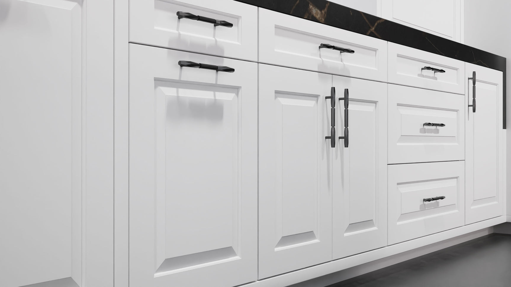 Newhaven Bright White ( Maple | Plain Cut [ Frameless • Satin • Painted ] - 10' X 10' Kitchen Cabinet ) | Assembled In USA