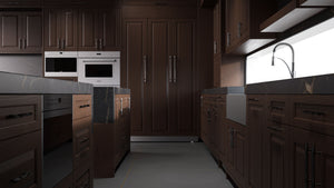 Newhaven Cherry Black Walnut ( Cherry | Plain Cut [ Frameless • Satin • Stained ] - 10' X 10' Kitchen Cabinet ) | Assembled In USA