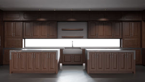 Newhaven Cherry Cognac ( Cherry | Plain Cut [ Frameless • Satin • Stained ] - 10' X 10' Kitchen Cabinet ) | Assembled In USA