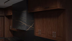 Newhaven Cherry Cognac ( Cherry | Plain Cut [ Frameless • Satin • Stained ] - 10' X 10' Kitchen Cabinet ) | Assembled In USA