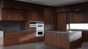 Newhaven Cherry Cognac ( Cherry | Plain Cut [ Frameless • Satin • Stained ] - 10' X 10' Kitchen Cabinet ) | Assembled In USA