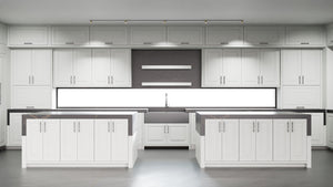 Newhaven Dove Gray ( Maple | Plain Cut [ Frameless • Satin • Painted ] - 10' X 10' Kitchen Cabinet ) | Assembled In USA