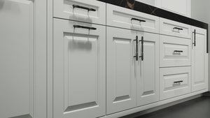 Newhaven Dove Gray ( Maple | Plain Cut [ Frameless • Satin • Painted ] - 10' X 10' Kitchen Cabinet ) | Assembled In USA