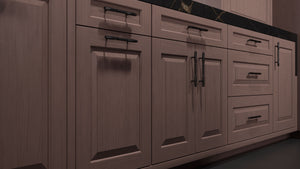 Newhaven Driftwood Cherry ( Cherry | Plain Cut [ Frameless • Satin • Stained ] - 10' X 10' Kitchen Cabinet ) | Assembled In USA