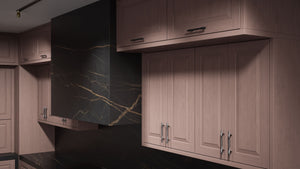 Newhaven Driftwood Cherry ( Cherry | Plain Cut [ Frameless • Satin • Stained ] - 10' X 10' Kitchen Cabinet ) | Assembled In USA