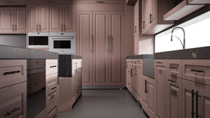 Newhaven Driftwood Cherry ( Cherry | Plain Cut [ Frameless • Satin • Stained ] - 10' X 10' Kitchen Cabinet ) | Assembled In USA