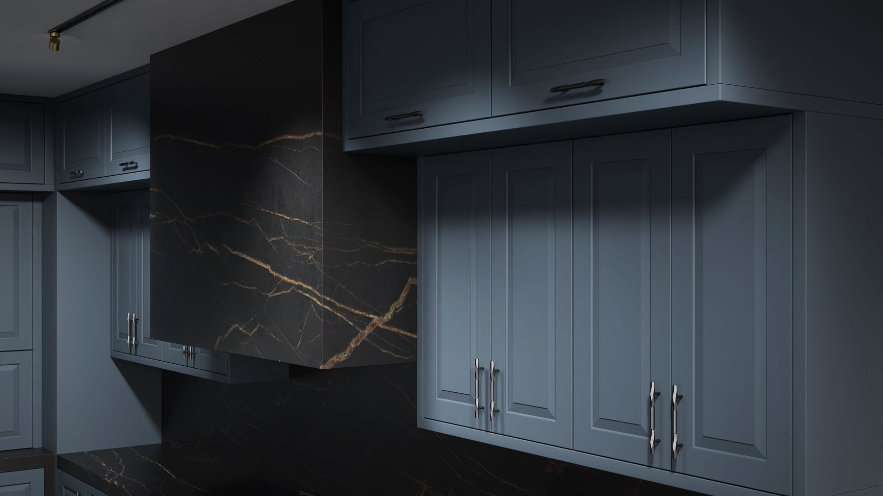 Newhaven Midnight Blue ( Maple | Plain Cut [ Frameless • Satin • Painted ] - 10' X 10' Kitchen Cabinet ) | Assembled In USA