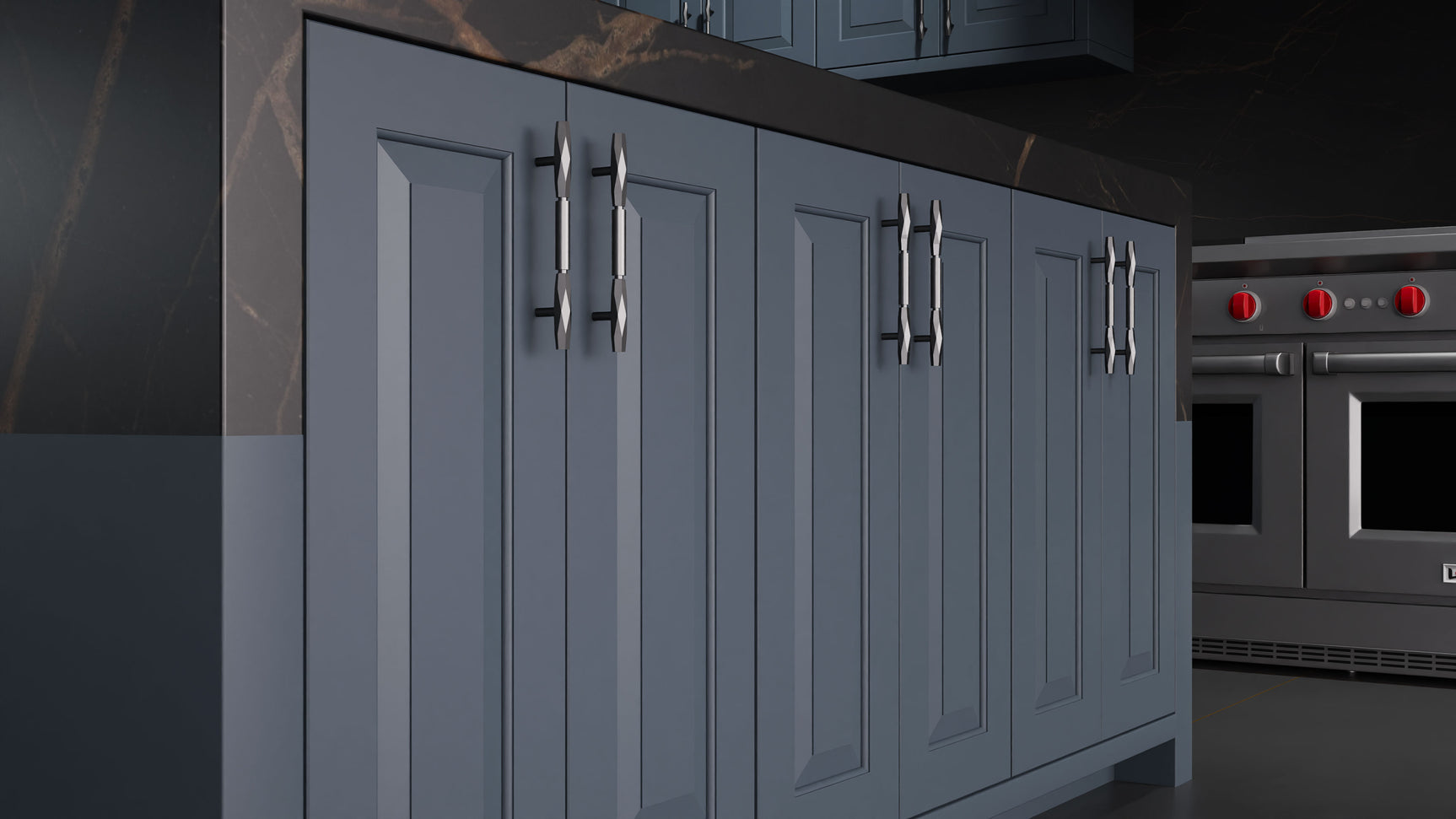 Newhaven Midnight Blue ( Maple | Plain Cut [ Frameless • Satin • Painted ] - 10' X 10' Kitchen Cabinet ) | Assembled In USA