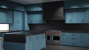 Newhaven Oceana Blue ( Maple | Plain Cut [ Frameless • Satin • Painted ] - 10' X 10' Kitchen Cabinet ) | Assembled In USA