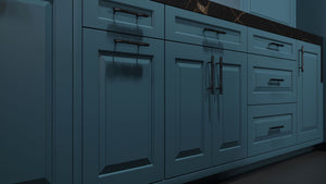 Newhaven Oceana Blue ( Maple | Plain Cut [ Frameless • Satin • Painted ] - 10' X 10' Kitchen Cabinet ) | Assembled In USA