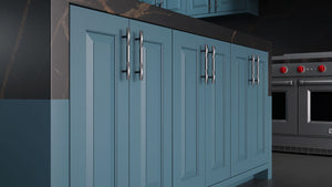 Newhaven Oceana Blue ( Maple | Plain Cut [ Frameless • Satin • Painted ] - 10' X 10' Kitchen Cabinet ) | Assembled In USA