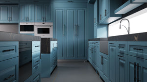 Newhaven Oceana Blue ( Maple | Plain Cut [ Frameless • Satin • Painted ] - 10' X 10' Kitchen Cabinet ) | Assembled In USA